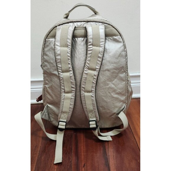 Kipling Seoul Extra Large Metallic 17" Laptop Backpack XL Champagne Gold Monkey - Picture 7 of 16
